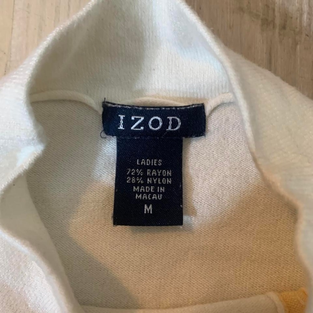 Izod white and orange striped sleeveless shirt Medium - Picture 2 of 4
